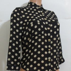 XTAREN Vintage polka dot button up top